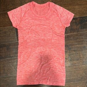 Lululemon coral/white swiftly tech Top
